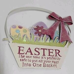 Glitter Easter Sign - Metal w/ Easel 10" x 11"